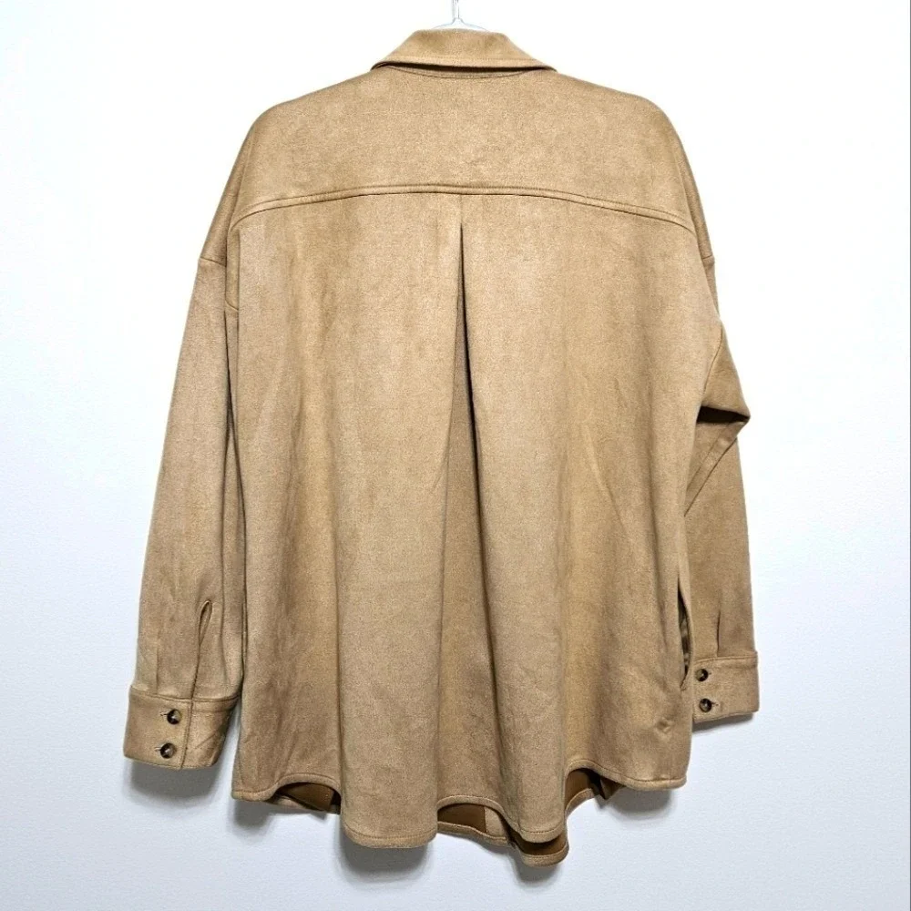 J. Jill‎ Womens NWOT Wearever Luxe Faux Suede Shirt Jacket Shacket Boho Brown XL